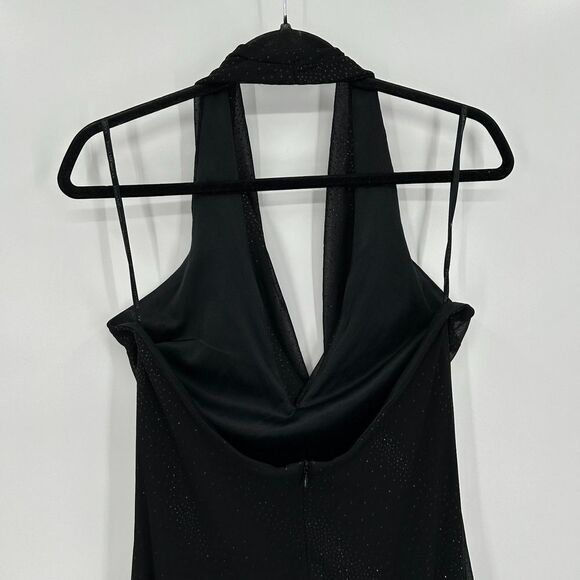 GUNNE SAX Jessica McClintock Black Sparkle Halter Maxi Dress Gown Size 11 / 12 - Picture 5 of 8